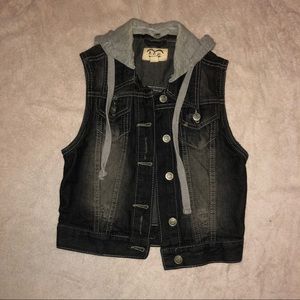 Hooded Denim Vest